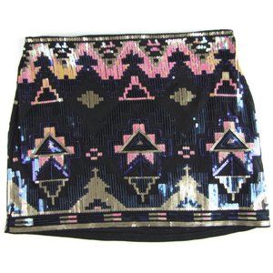 SALE! Aztec Sequin Black Gold Short Mini Skirt